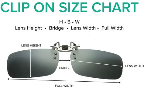 clip on sunglasses by size.